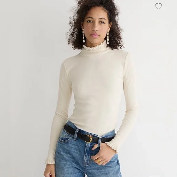 Vintage rib ruffle mockneck T shirt - Picture 10 of 10